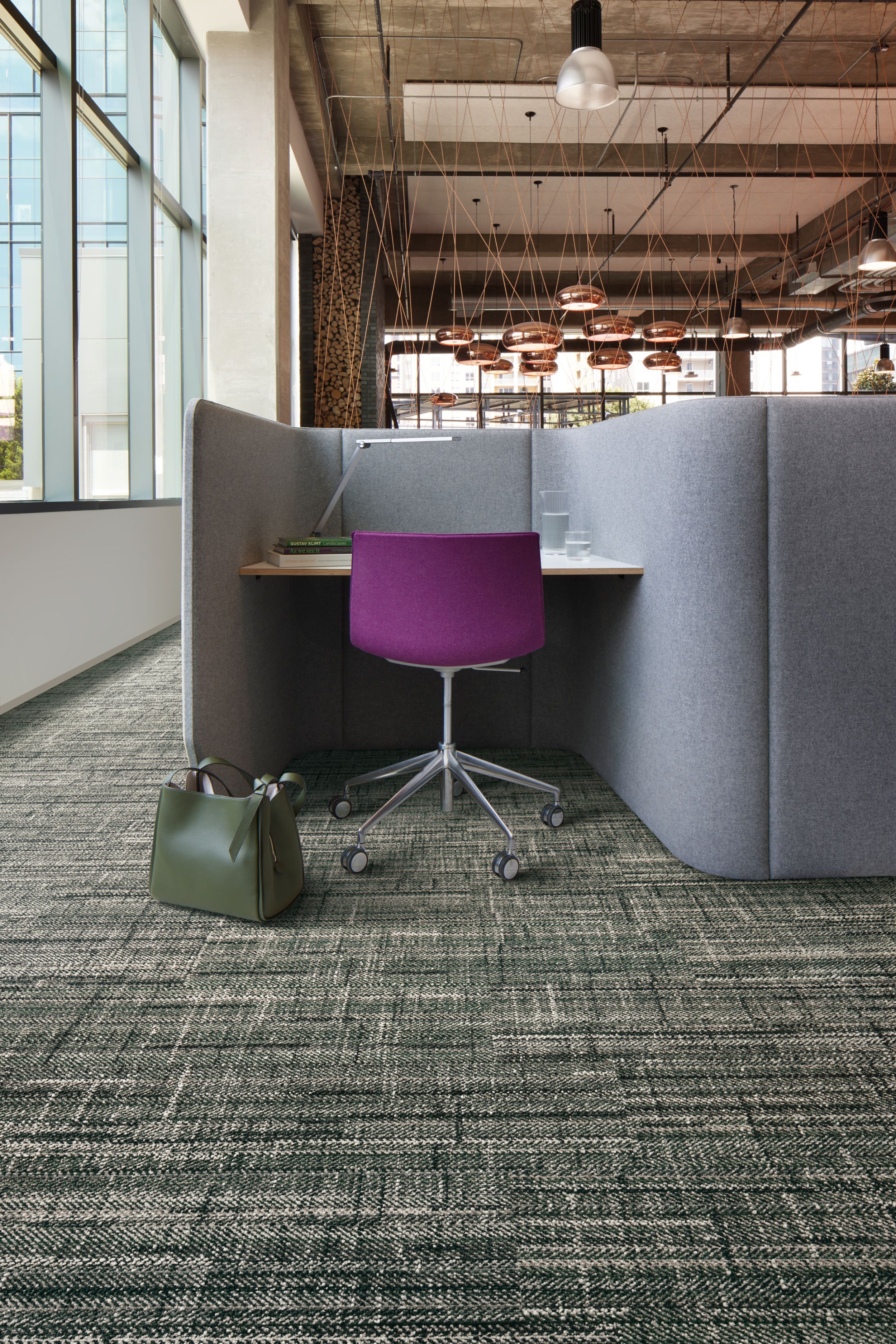 Interface French Seams carpet tile with workstations image number 1